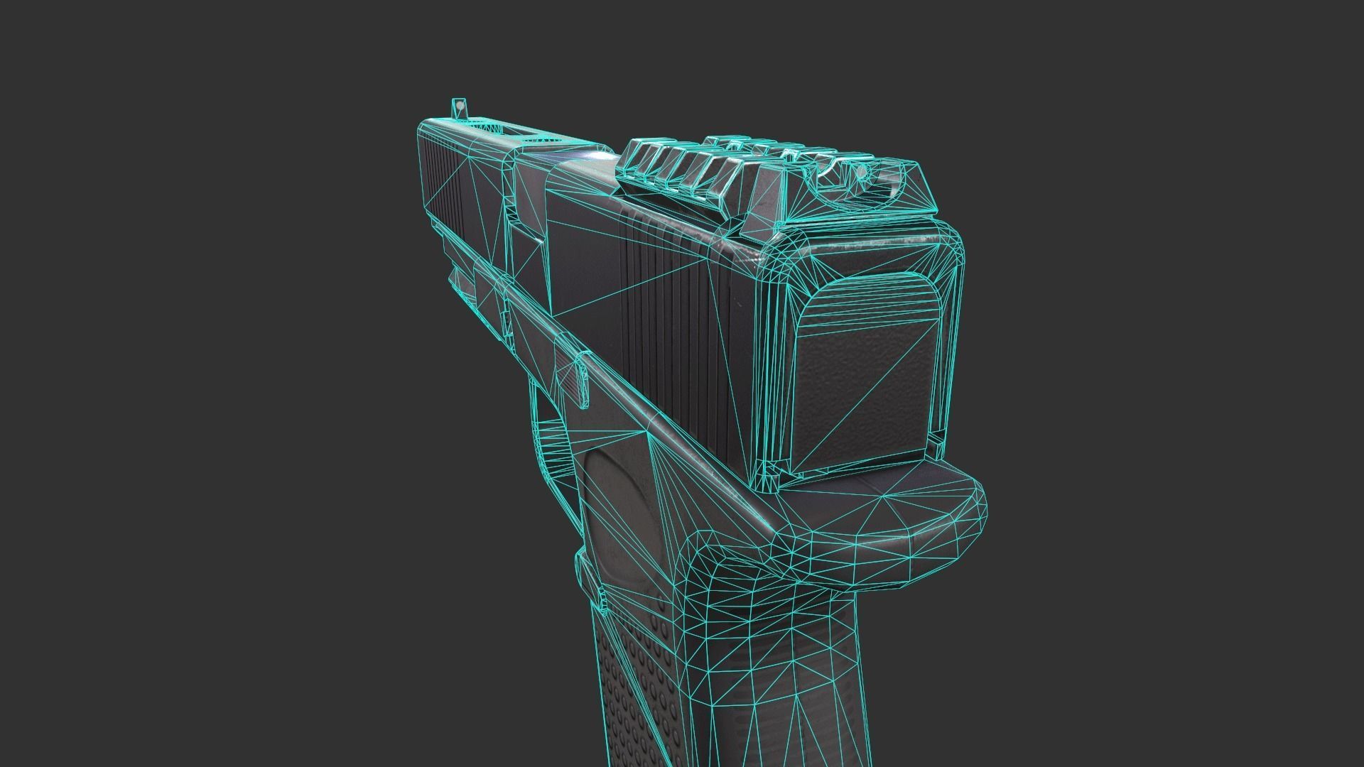 Glock 21 with Extended Barrel Low-poly 3D model_14