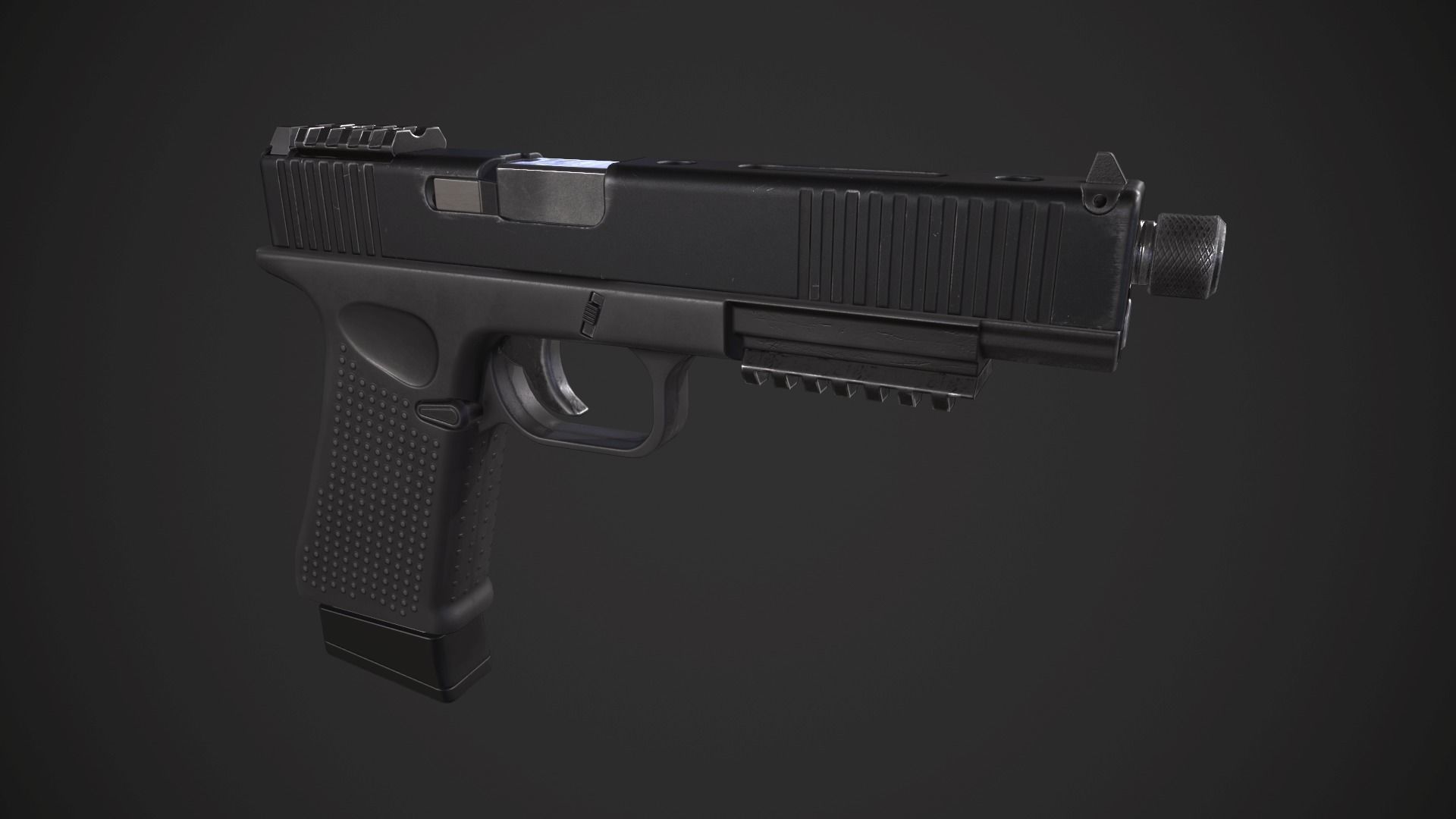 Glock 21 with Extended Barrel Low-poly 3D model_1