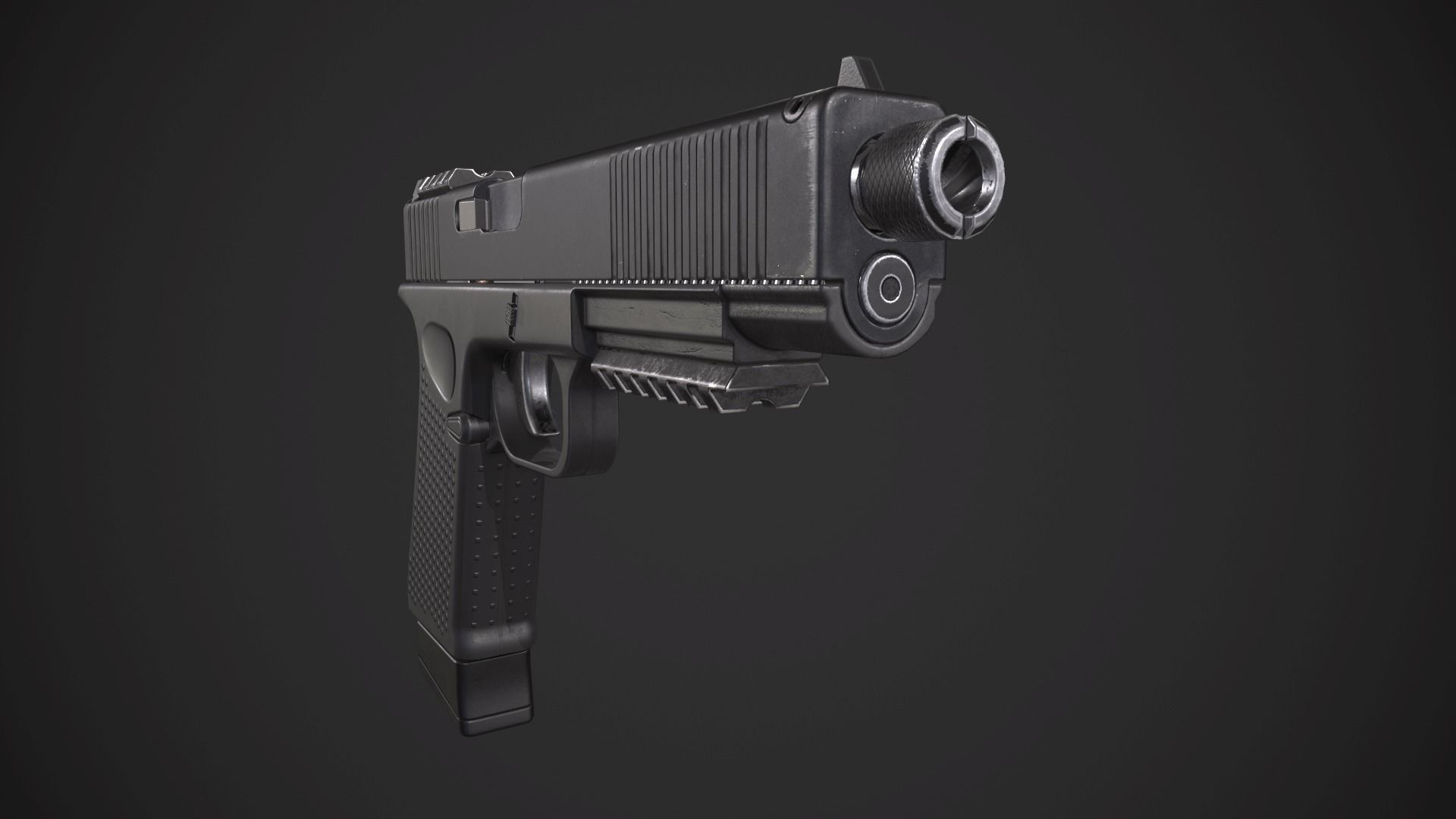 Glock 21 with Extended Barrel Low-poly 3D model_11