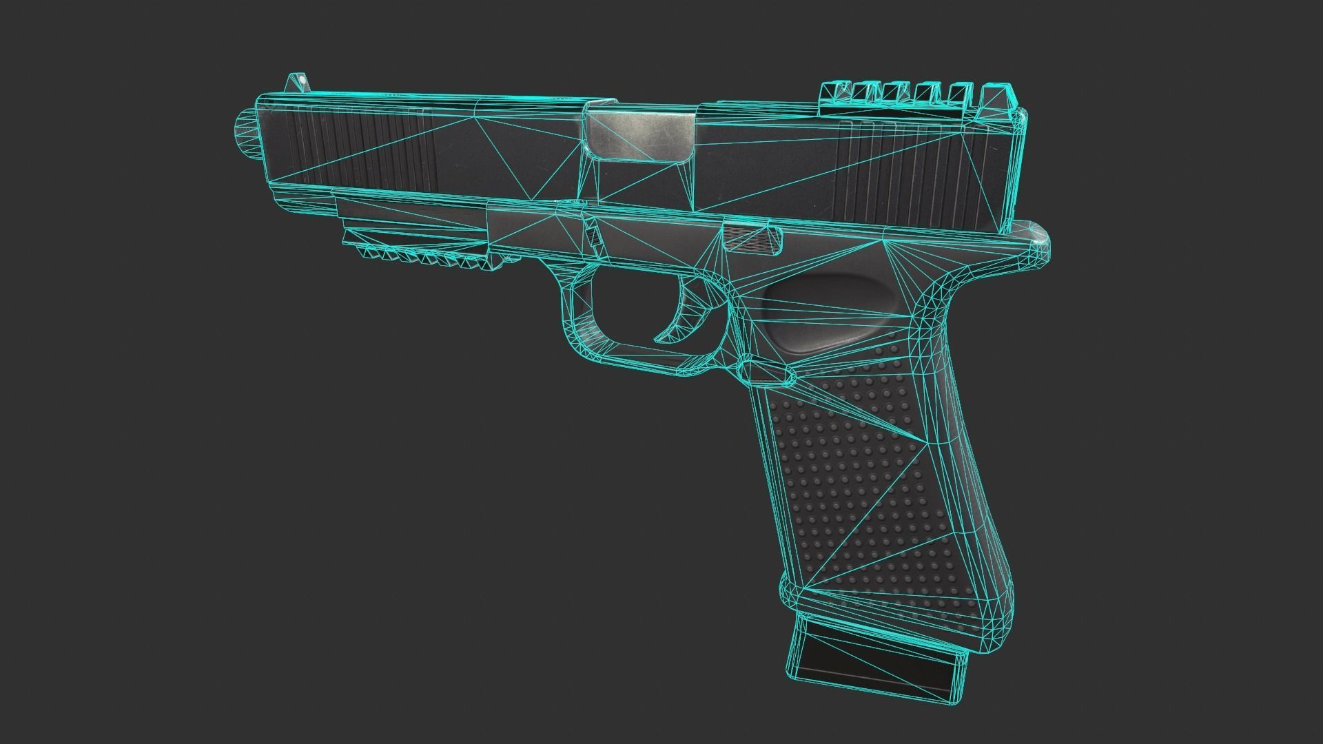 Glock 21 with Extended Barrel Low-poly 3D model_6