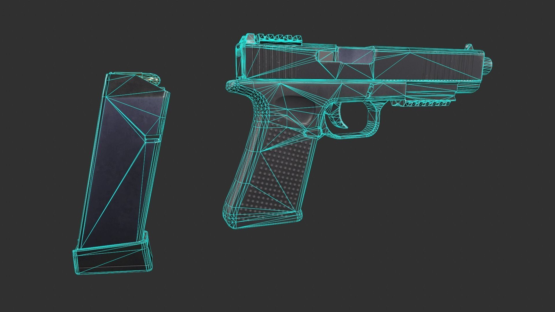 Glock 21 with Extended Barrel Low-poly 3D model_10