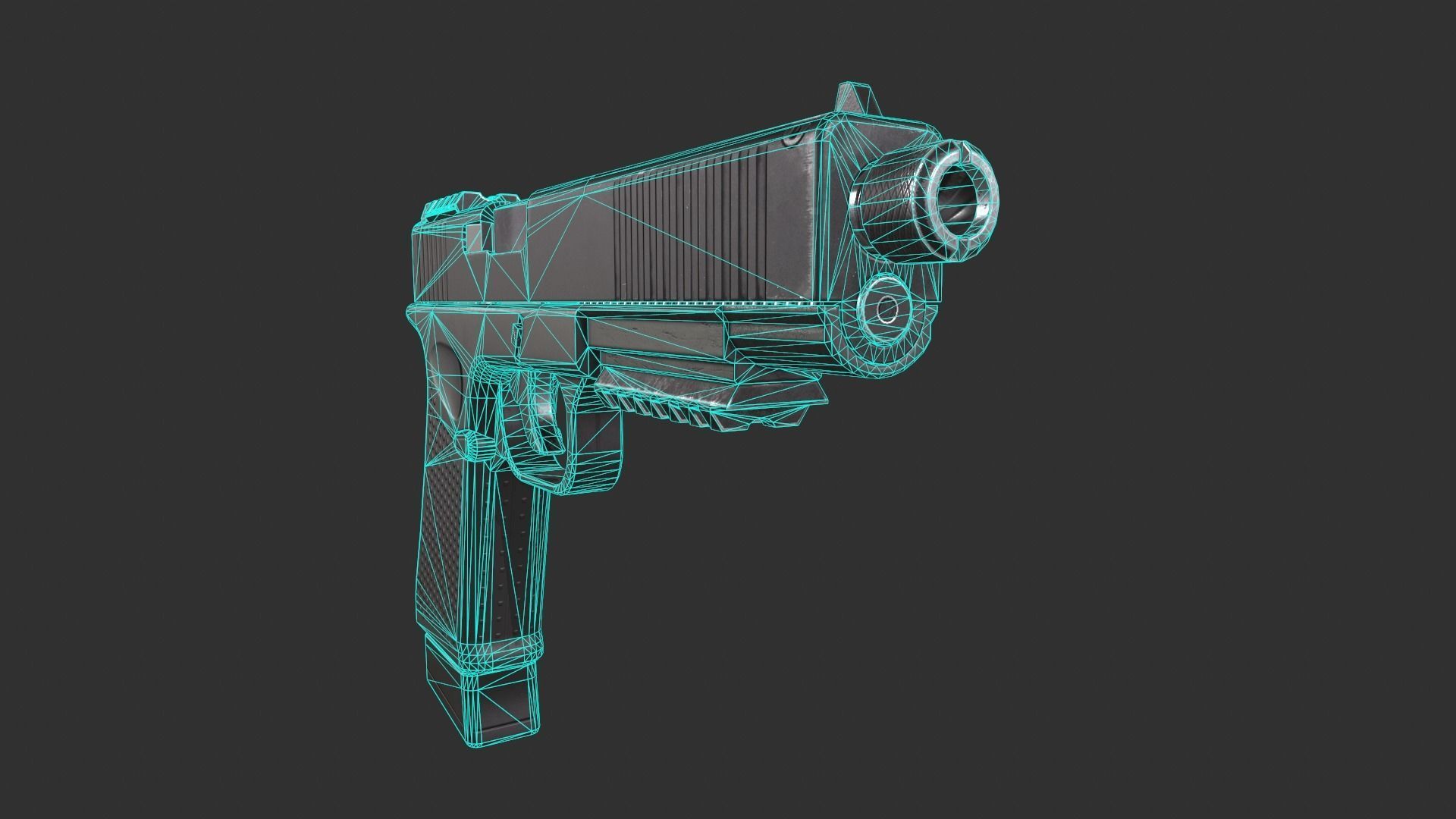 Glock 21 with Extended Barrel Low-poly 3D model_12