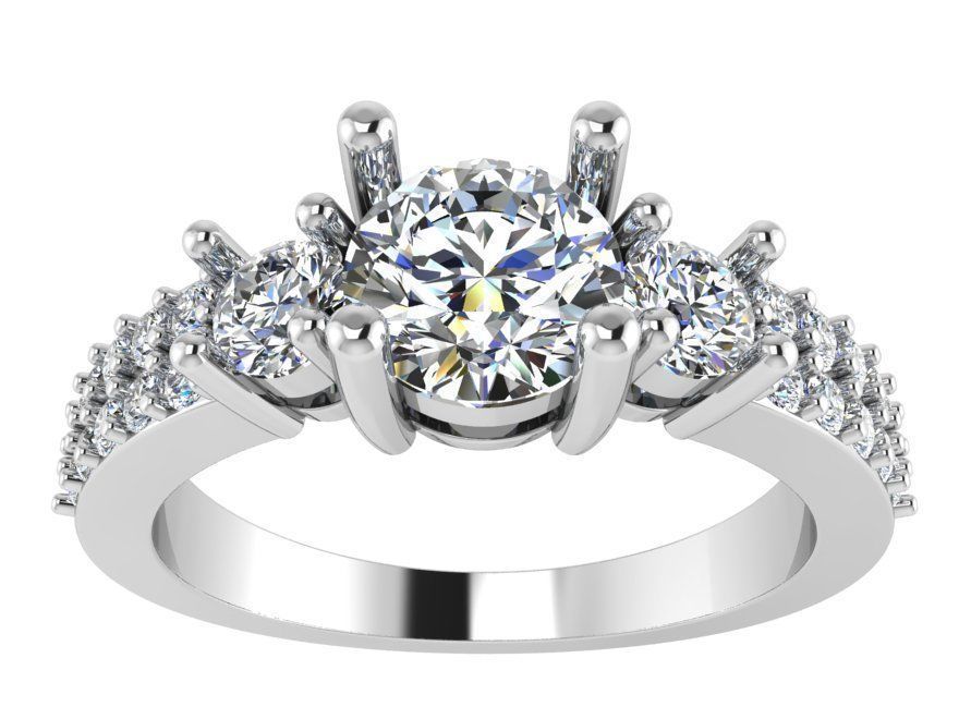 3-Stone Diamond ring with Brilliant stones 2558 3D print model 3D print model_2