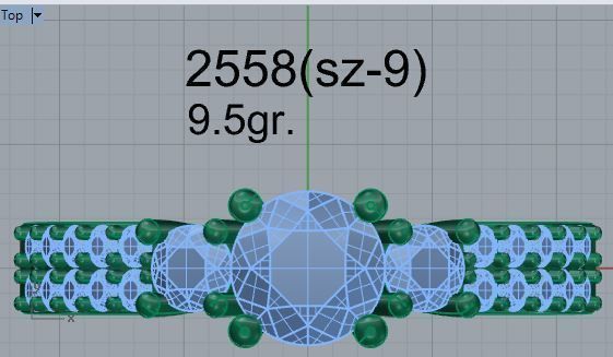3-Stone Diamond ring with Brilliant stones 2558 3D print model 3D print model_4