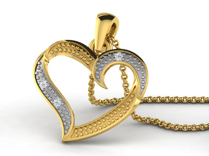 Heart Pendants 3dm STL OBJ FBX Renders Details 3D print model