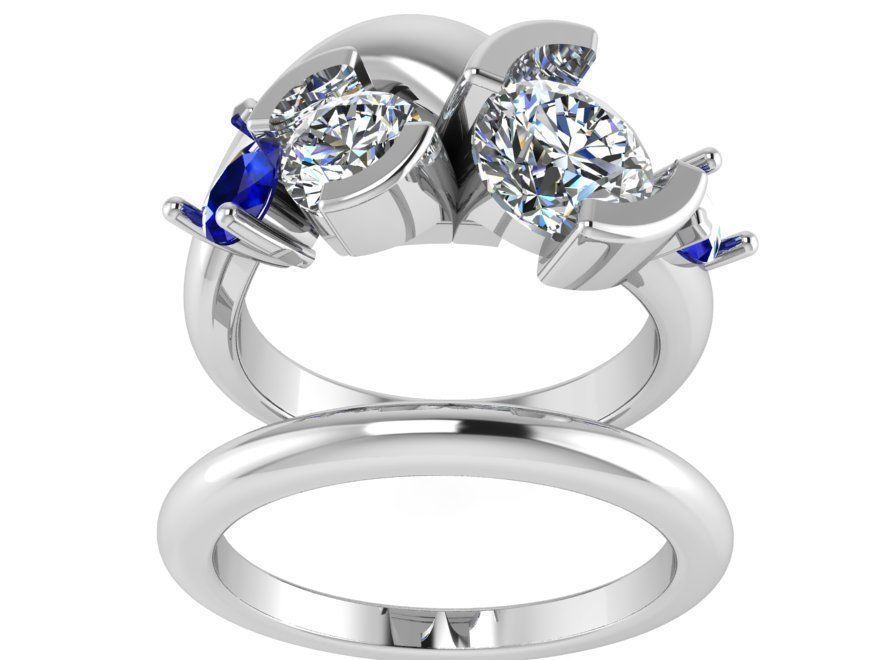 Colorful Diamond ring with band 2560 3D print model 3D print model_2