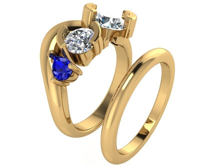 Colorful Diamond ring with band 2560 3D print model 3D print model_1