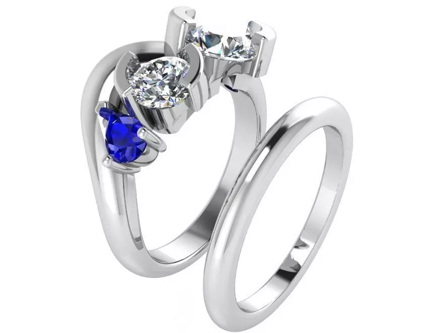 Colorful Diamond ring with band 2560 3D print model 3D print model_0