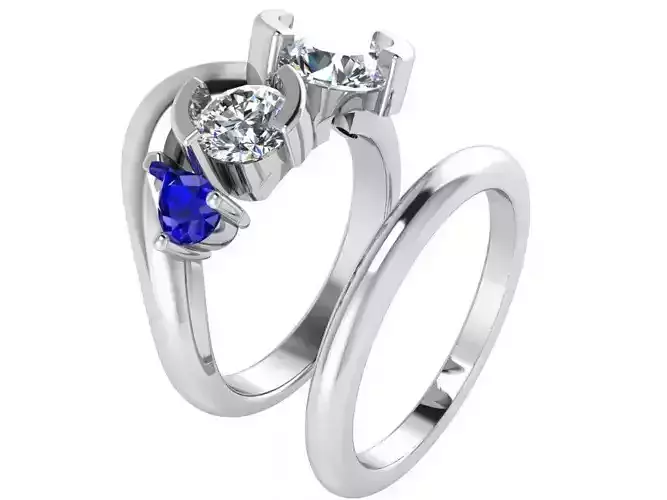 Colorful Diamond ring with band 2560 3D print model