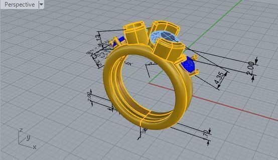 Colorful Diamond ring with band 2560 3D print model 3D print model_7