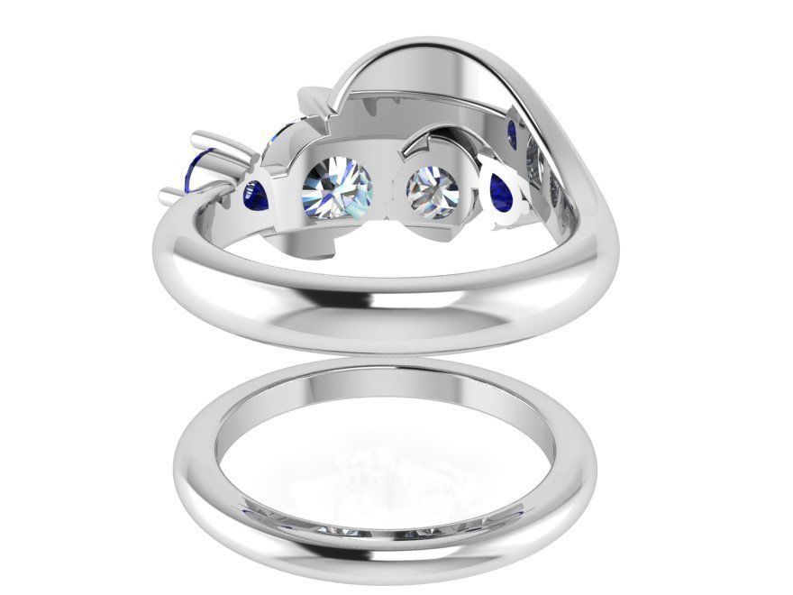 Colorful Diamond ring with band 2560 3D print model 3D print model_3