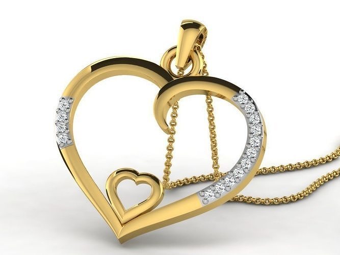 Heart Pendants 3dm STL OBJ FBX Renders Details 3D print model