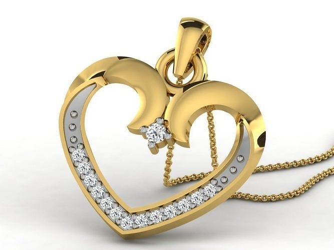 Heart Pendants 3dm STL OBJ FBX Renders Details 3D print model