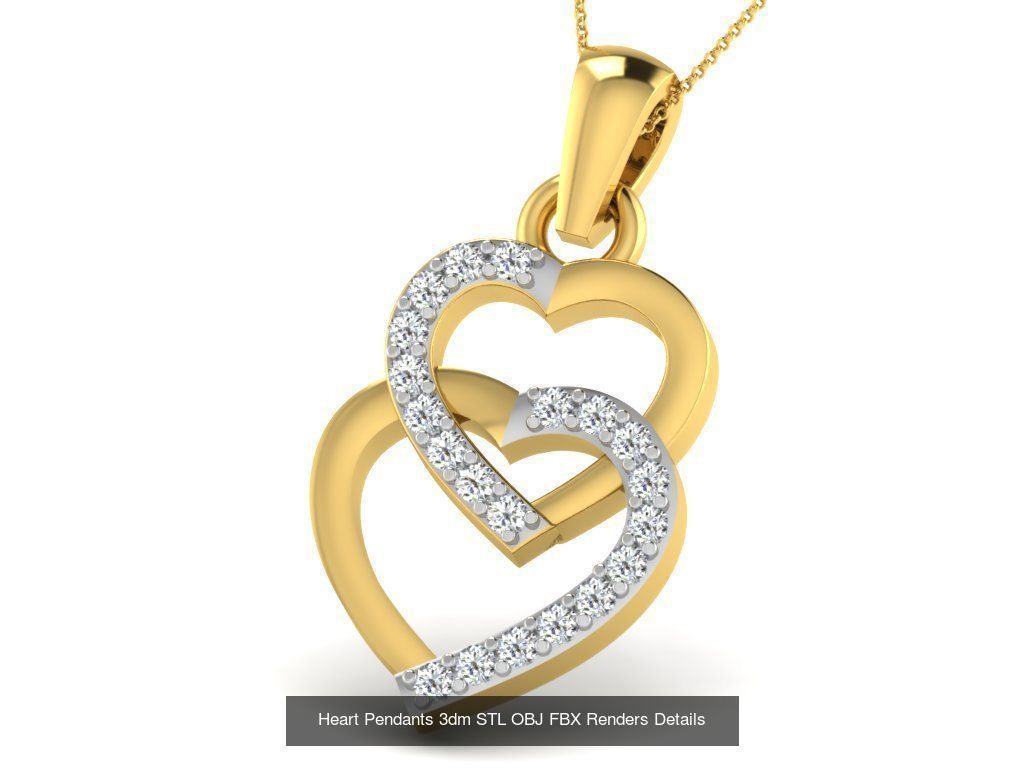 30 Heart Pendants 3dm STL OBJ FBX Renders Details Collection _4