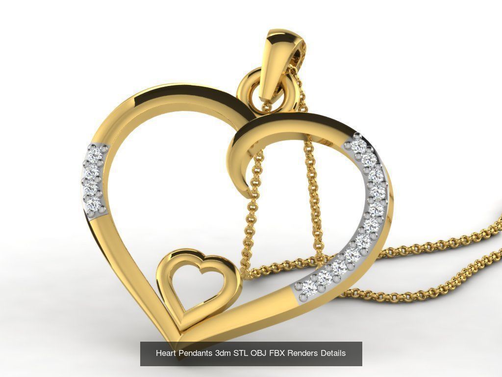 30 Heart Pendants 3dm STL OBJ FBX Renders Details Collection _29