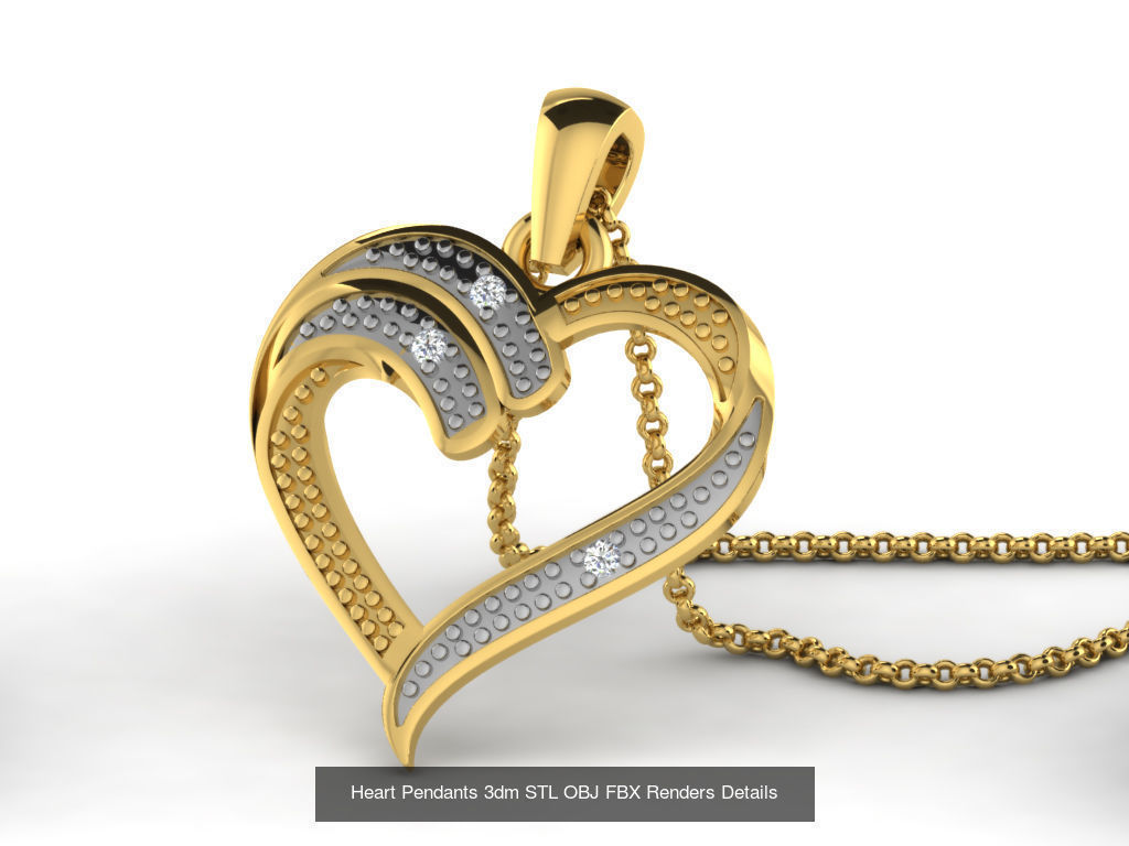 30 Heart Pendants 3dm STL OBJ FBX Renders Details Collection _13
