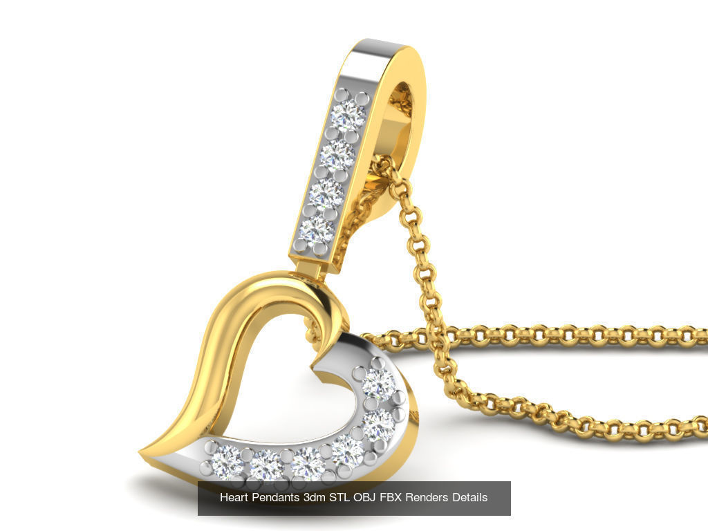 30 Heart Pendants 3dm STL OBJ FBX Renders Details Collection _8