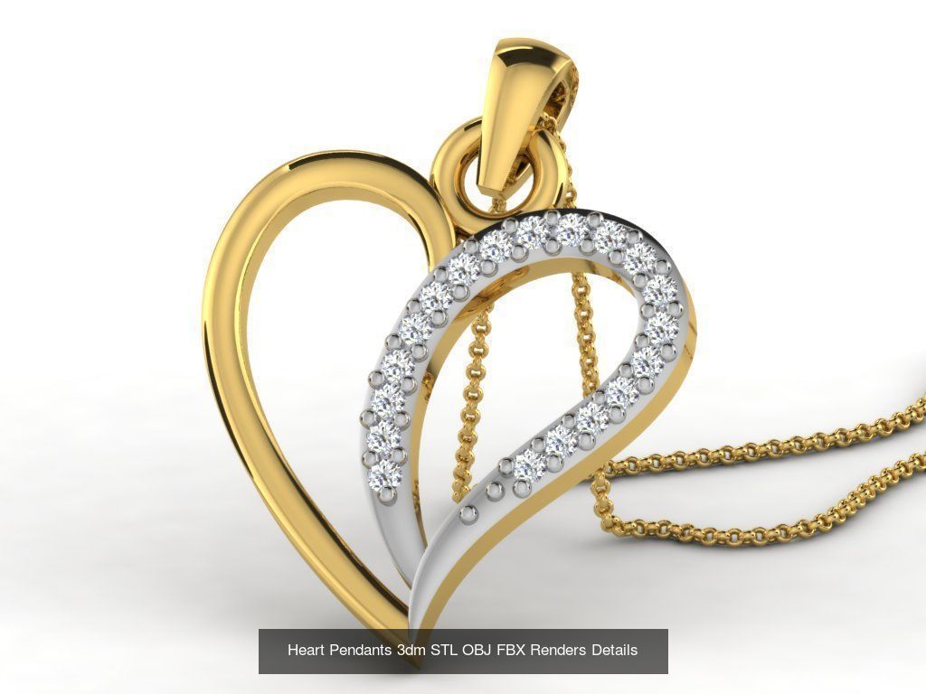 30 Heart Pendants 3dm STL OBJ FBX Renders Details Collection _30