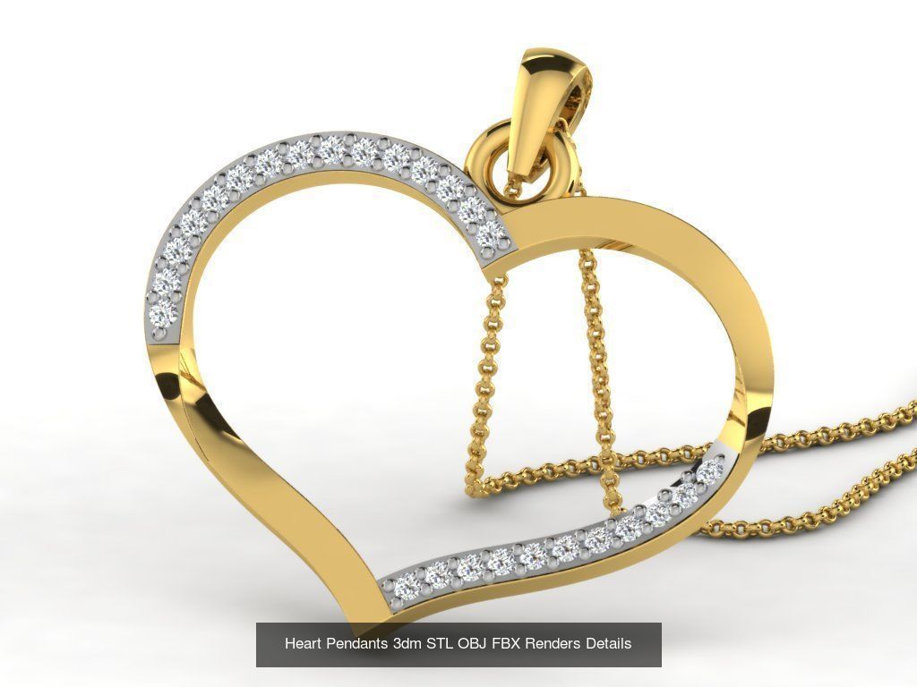 30 Heart Pendants 3dm STL OBJ FBX Renders Details Collection _20