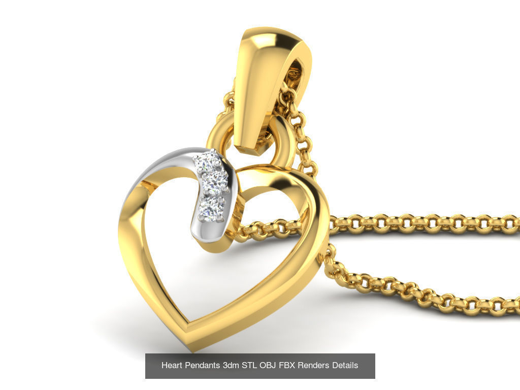 30 Heart Pendants 3dm STL OBJ FBX Renders Details Collection _10