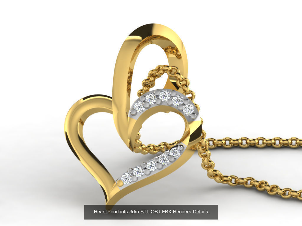 30 Heart Pendants 3dm STL OBJ FBX Renders Details Collection _5
