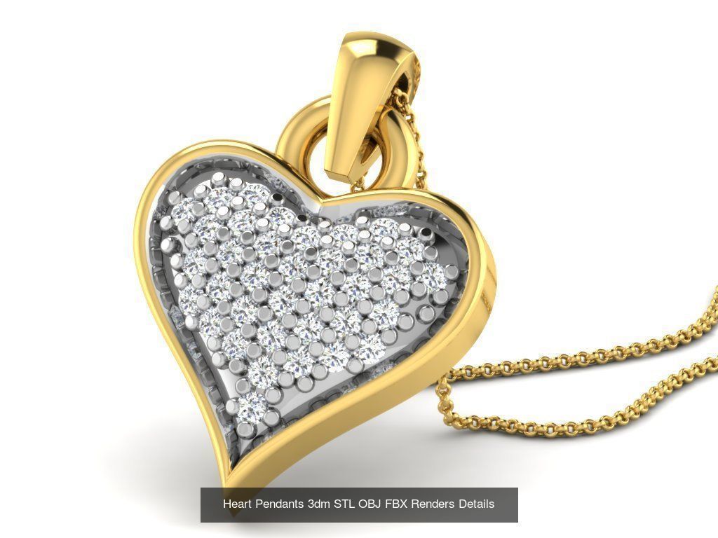 30 Heart Pendants 3dm STL OBJ FBX Renders Details Collection _22