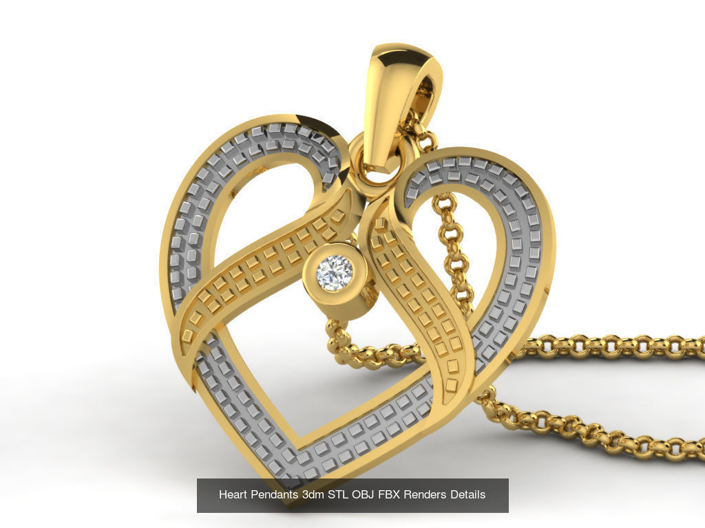 30 Heart Pendants 3dm STL OBJ FBX Renders Details Collection _11