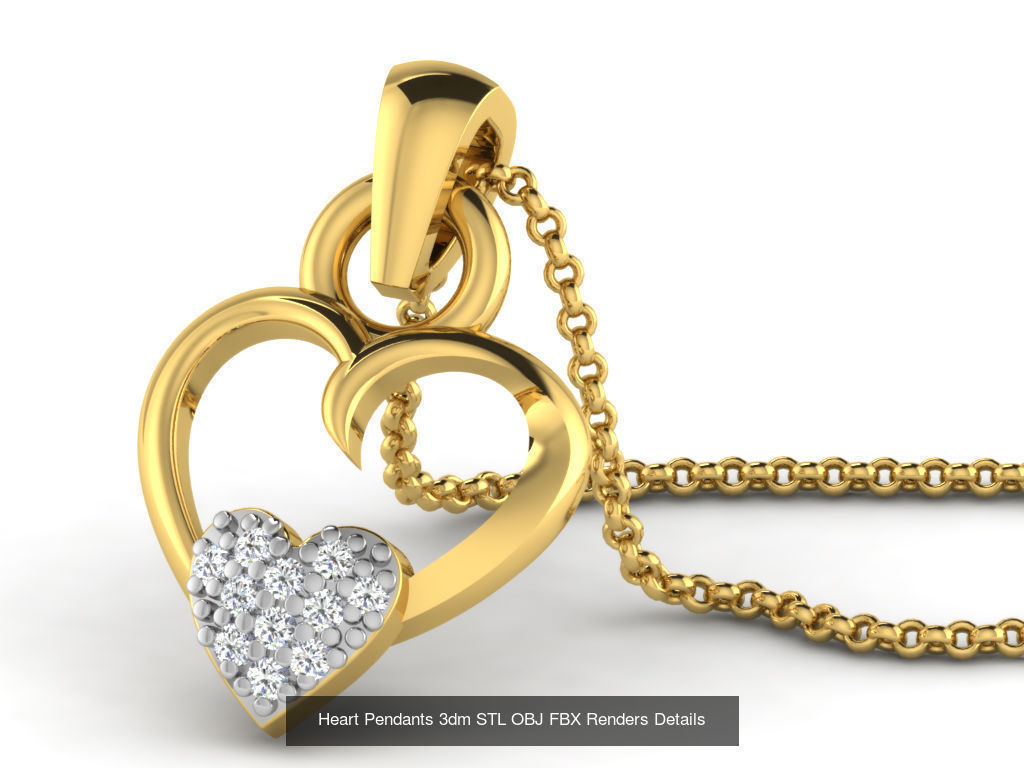 30 Heart Pendants 3dm STL OBJ FBX Renders Details Collection _7
