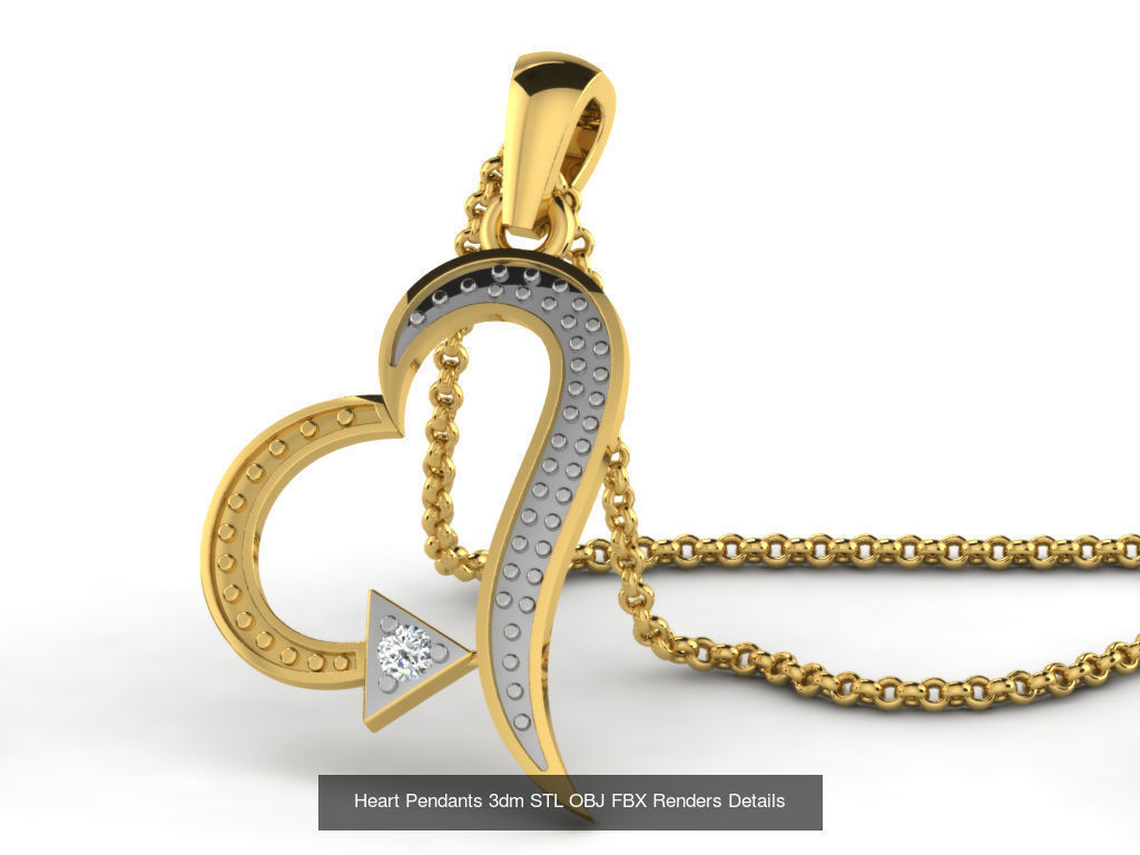 30 Heart Pendants 3dm STL OBJ FBX Renders Details Collection _15