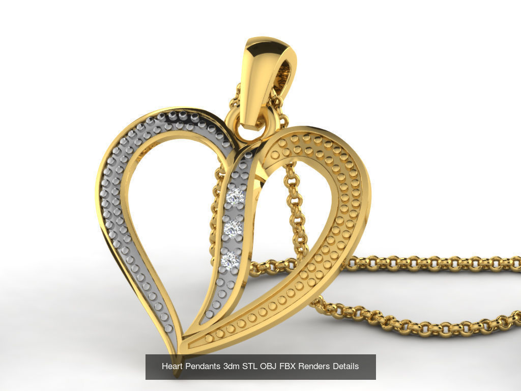 30 Heart Pendants 3dm STL OBJ FBX Renders Details Collection _16