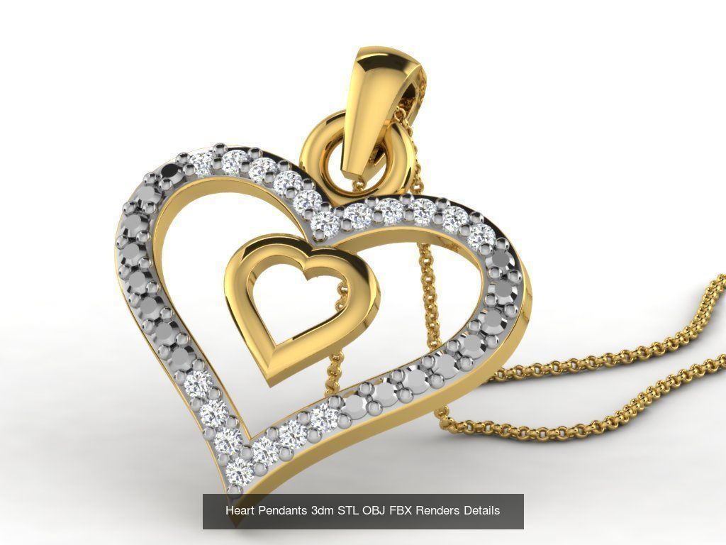 30 Heart Pendants 3dm STL OBJ FBX Renders Details Collection _23