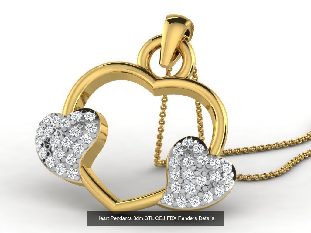 30 Heart Pendants 3dm STL OBJ FBX Renders Details Collection _26