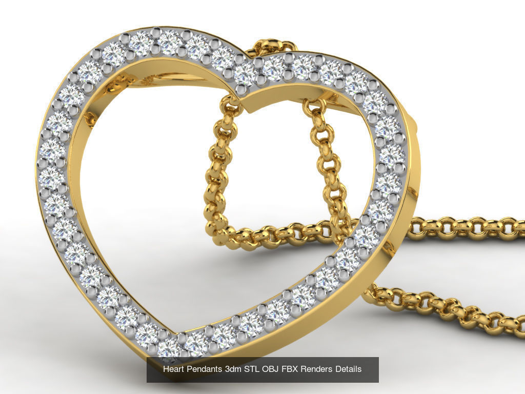 30 Heart Pendants 3dm STL OBJ FBX Renders Details Collection _19