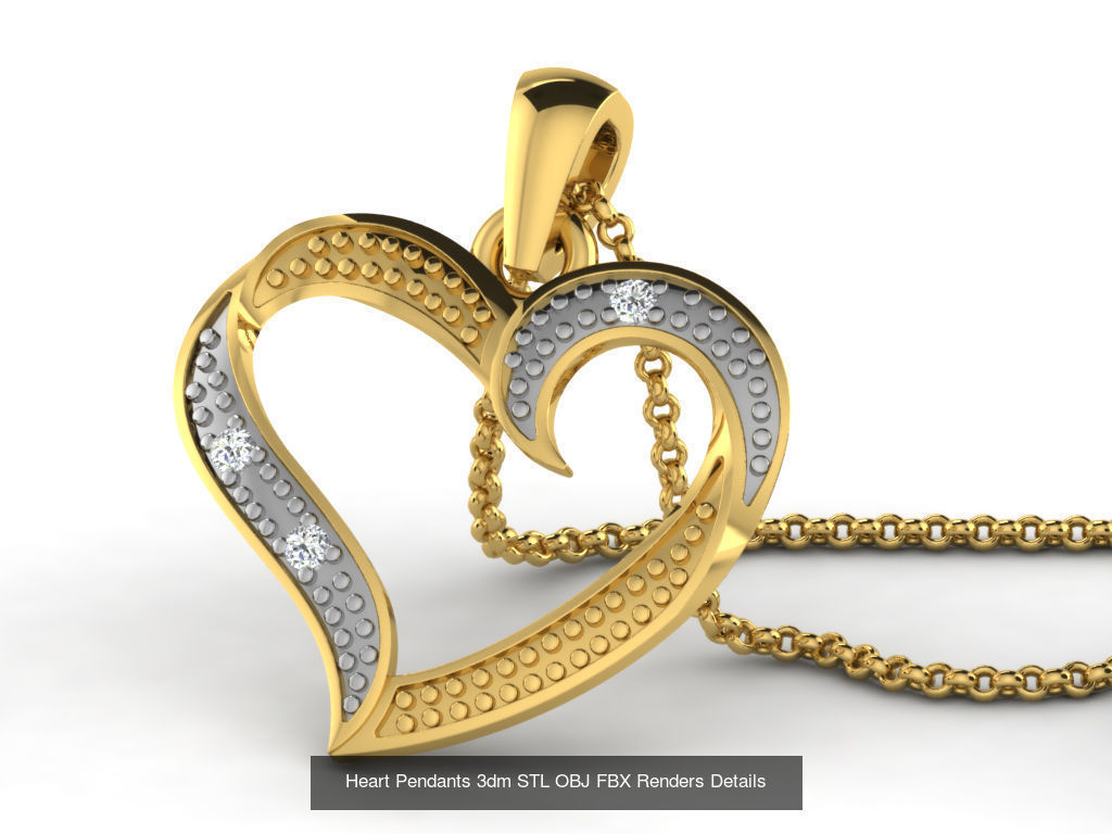 30 Heart Pendants 3dm STL OBJ FBX Renders Details Collection _17