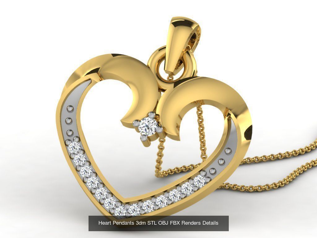 30 Heart Pendants 3dm STL OBJ FBX Renders Details Collection _31