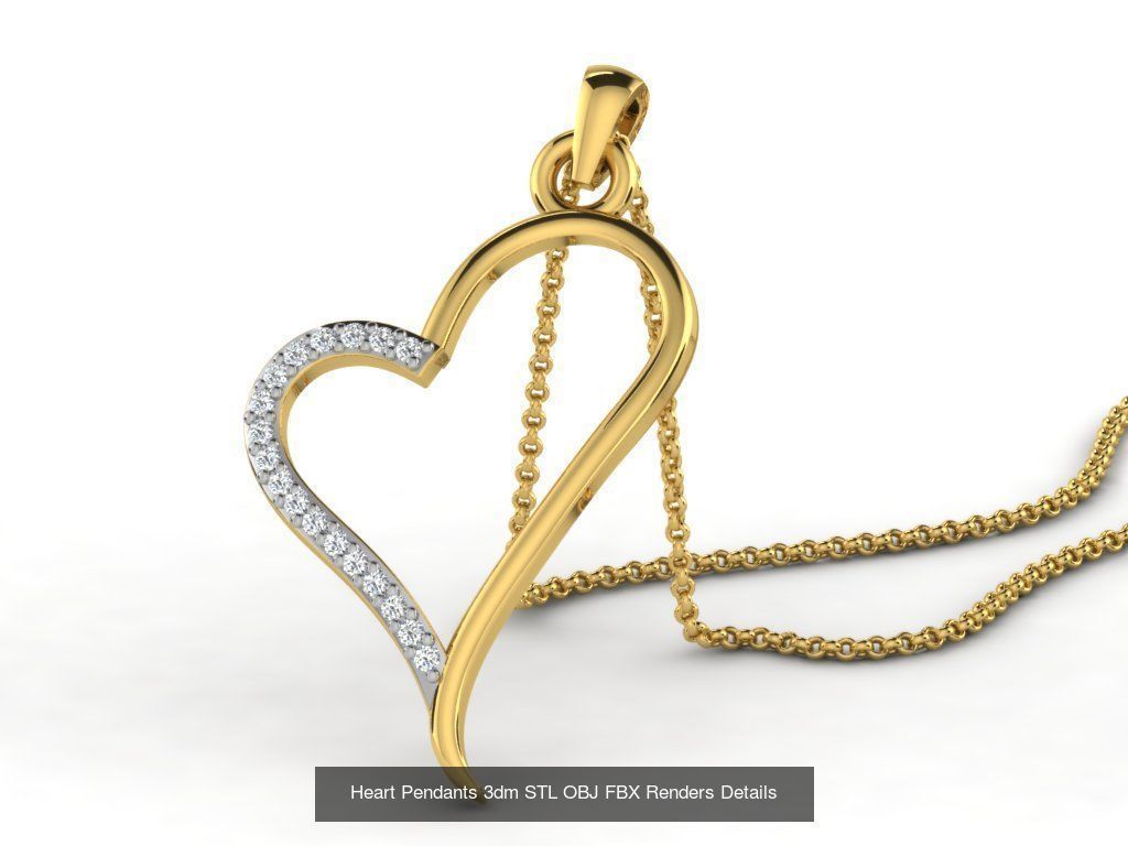 30 Heart Pendants 3dm STL OBJ FBX Renders Details Collection _28