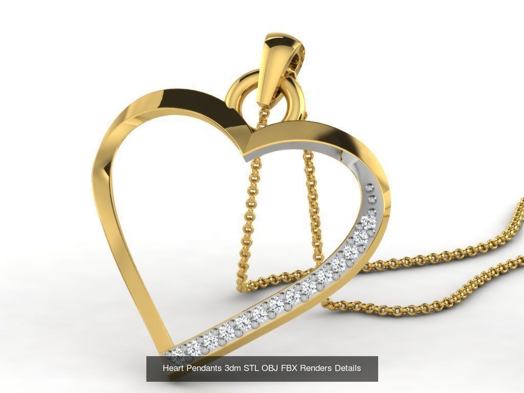 30 Heart Pendants 3dm STL OBJ FBX Renders Details Collection _24