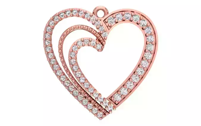 Heart Pendants 3dm STL OBJ FBX Renders Details