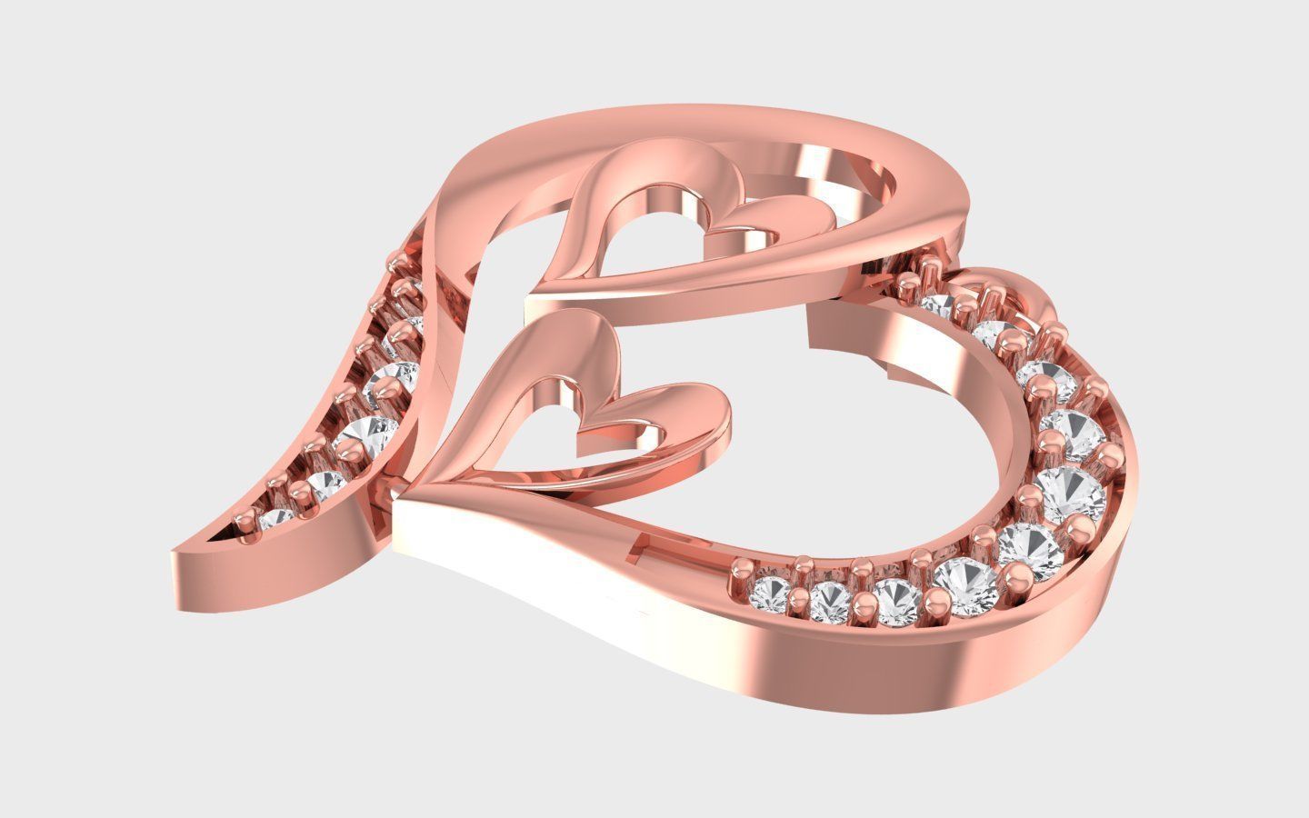 Heart Pendants 3dm STL OBJ FBX Renders Details 3D print model_2