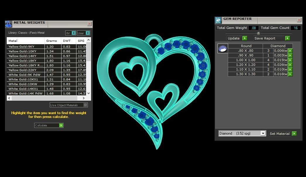 Heart Pendants 3dm STL OBJ FBX Renders Details 3D print model_3