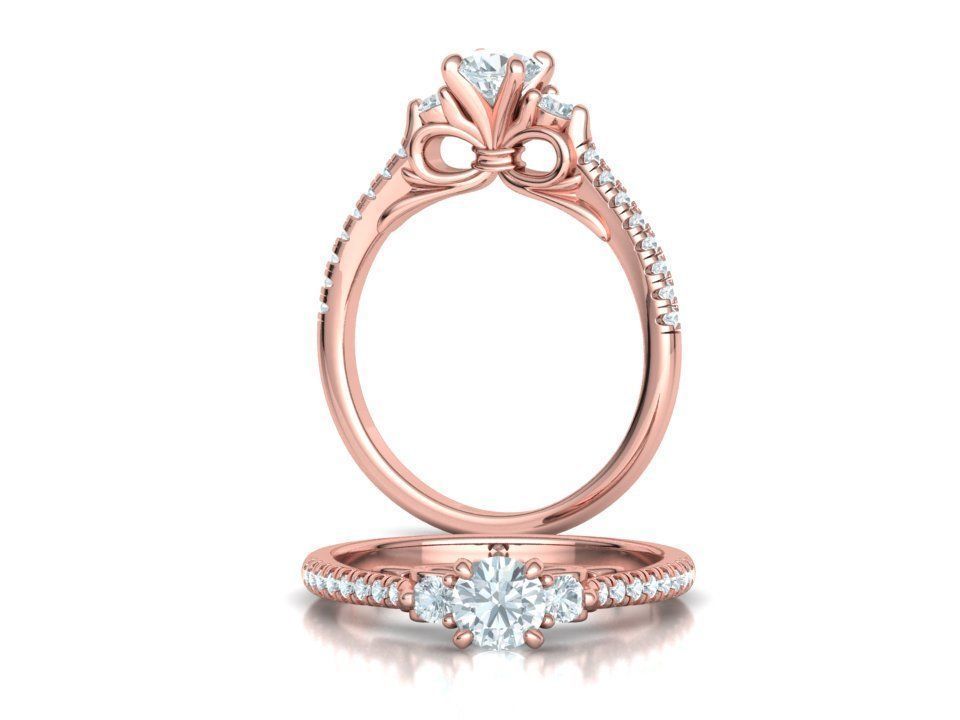 Emma Bow Engagement Ring with half carat stone 3dmodel 3D print model_4