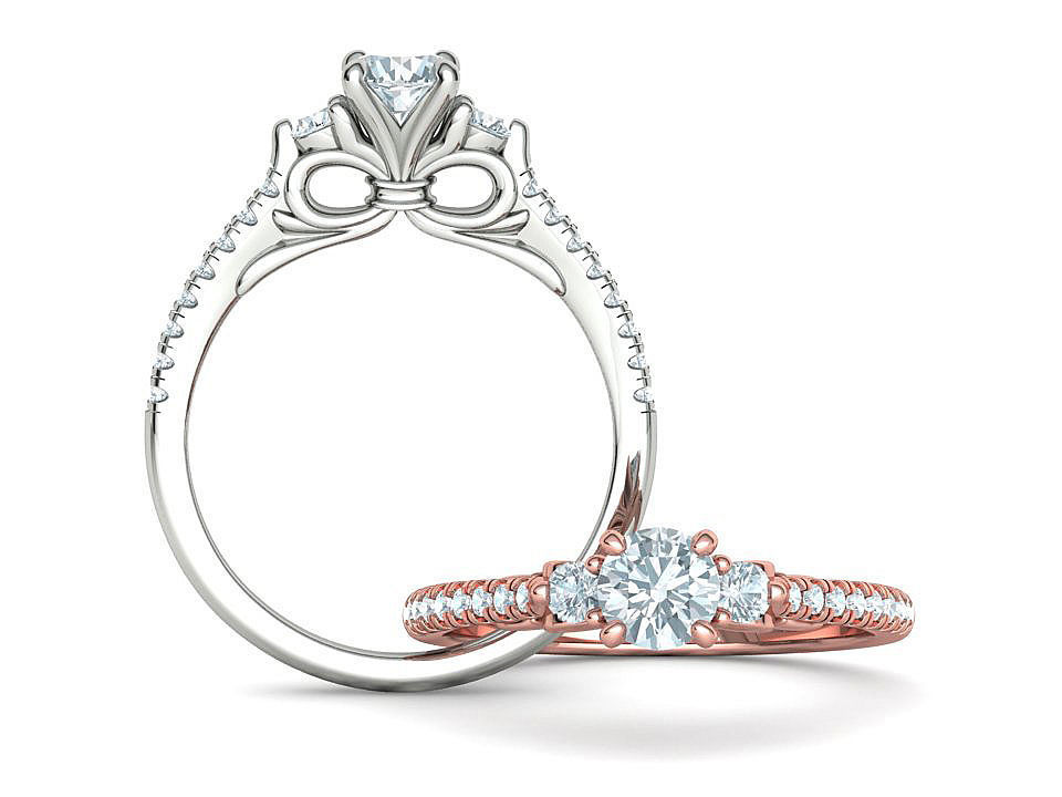 Emma Bow Engagement Ring with half carat stone 3dmodel 3D print model_1
