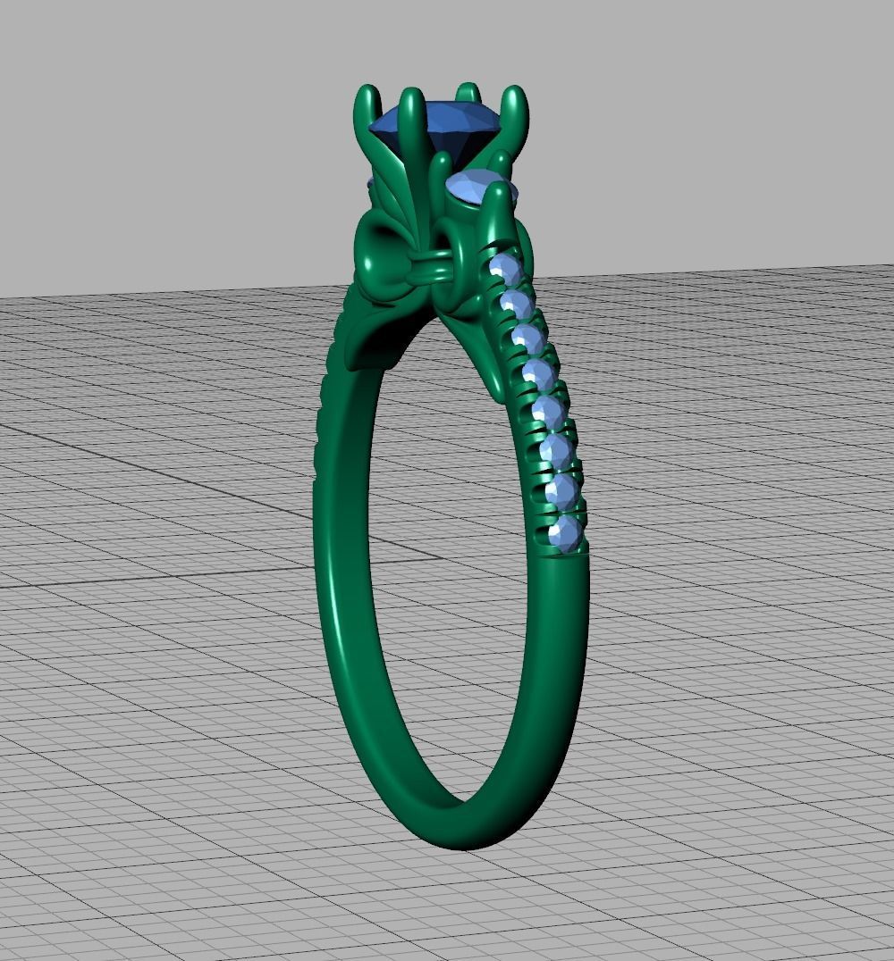 Emma Bow Engagement Ring with half carat stone 3dmodel 3D print model_25