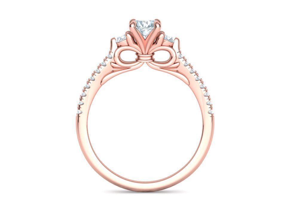 Emma Bow Engagement Ring with half carat stone 3dmodel 3D print model_7