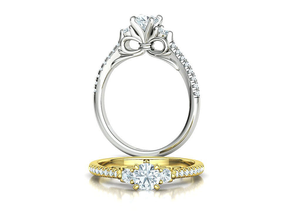 Emma Bow Engagement Ring with half carat stone 3dmodel 3D print model_2