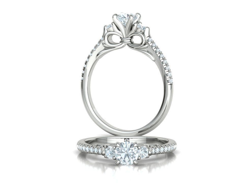 Emma Bow Engagement Ring with half carat stone 3dmodel 3D print model_6