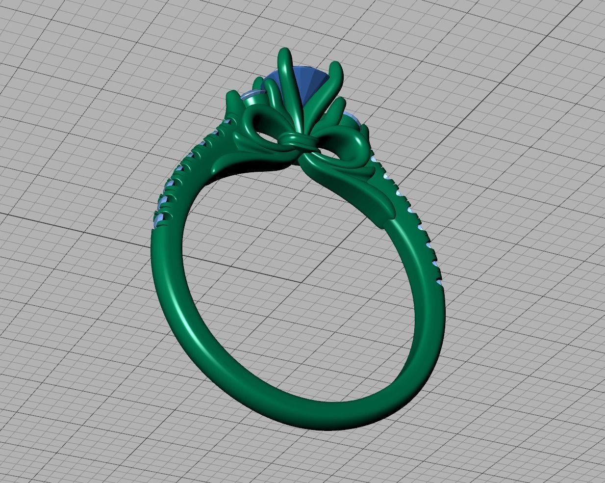 Emma Bow Engagement Ring with half carat stone 3dmodel 3D print model_14