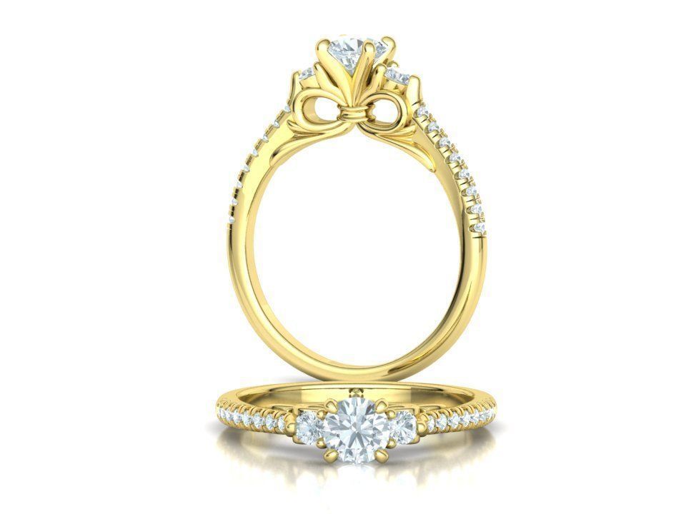 Emma Bow Engagement Ring with half carat stone 3dmodel 3D print model_5