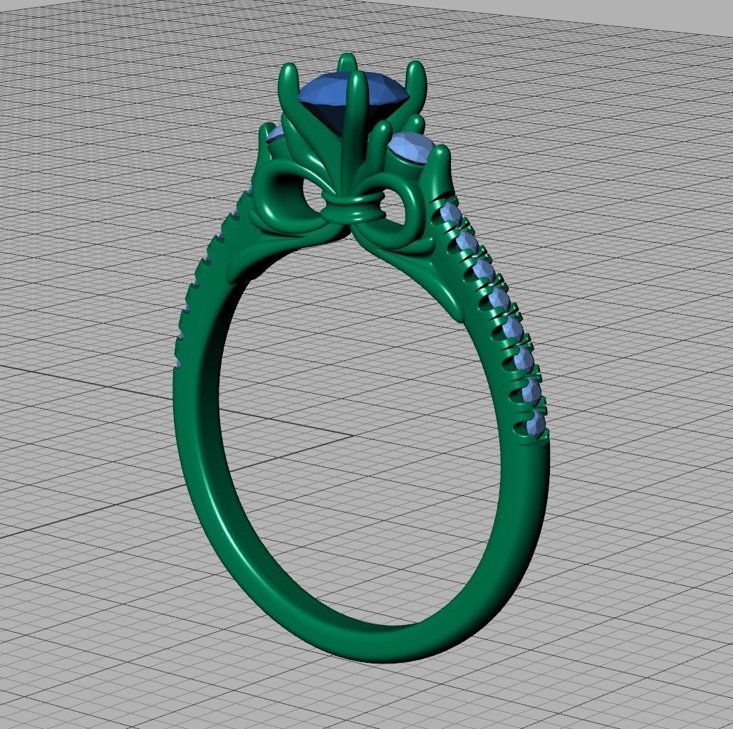 Emma Bow Engagement Ring with half carat stone 3dmodel 3D print model_24
