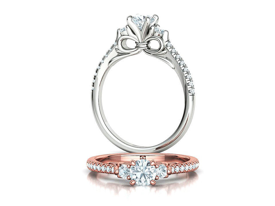 Emma Bow Engagement Ring with half carat stone 3dmodel 3D print model_3